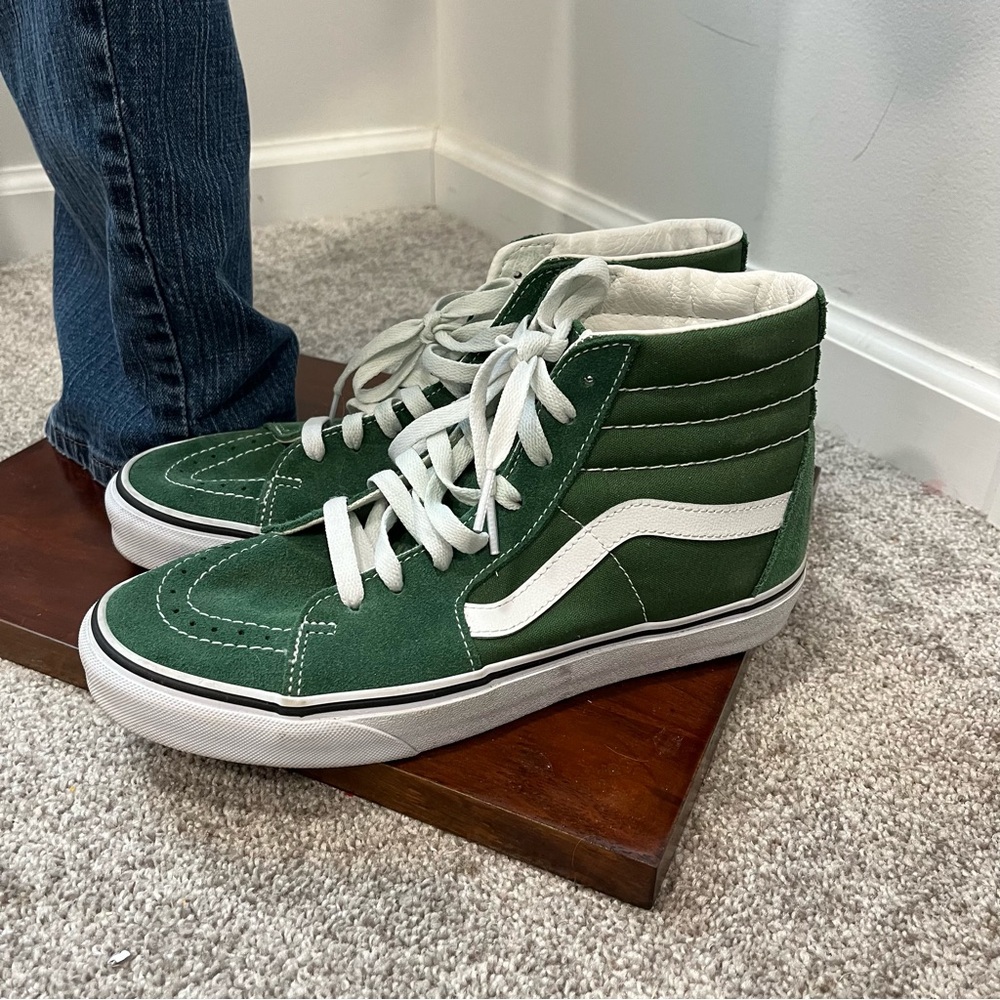 VANS Sk8-Hi Green/White Classic High Top Skate Sneakers Men Size 8/Women 9.5